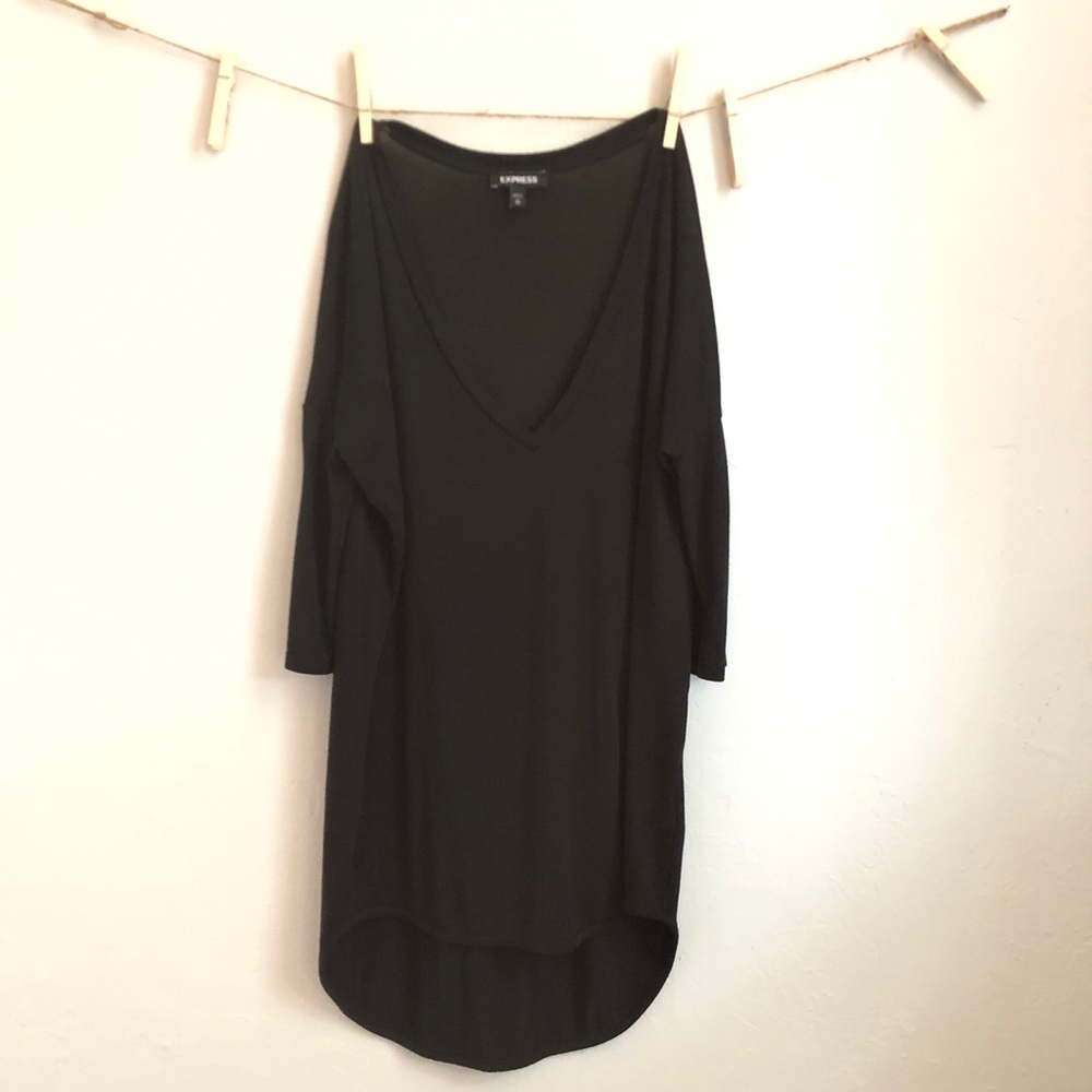 Black Three Quater Sleeve Dress Shirt